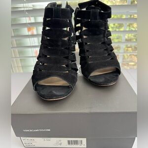 Vince Camuto Elegant Black Nubuck Heels